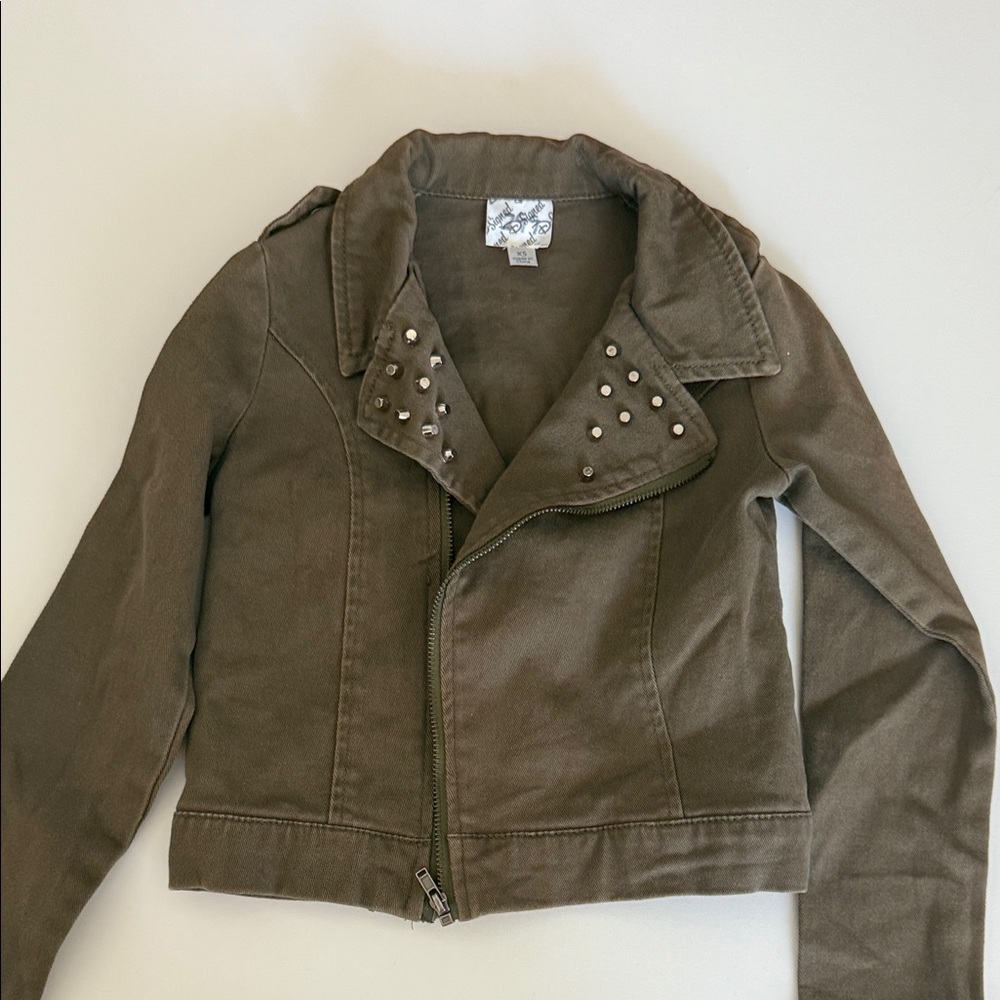 Disney Olive Green Studded Jean Jacket